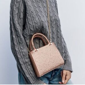 ZARA - Pink Rhinestone Crossbody Bag